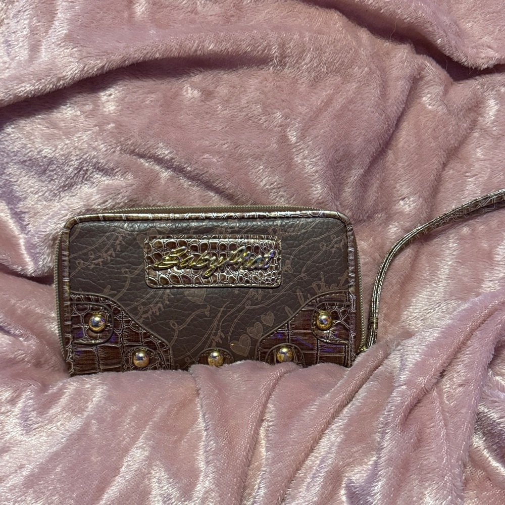 Baby Phat Brown Embossed Wristlet/ wallet